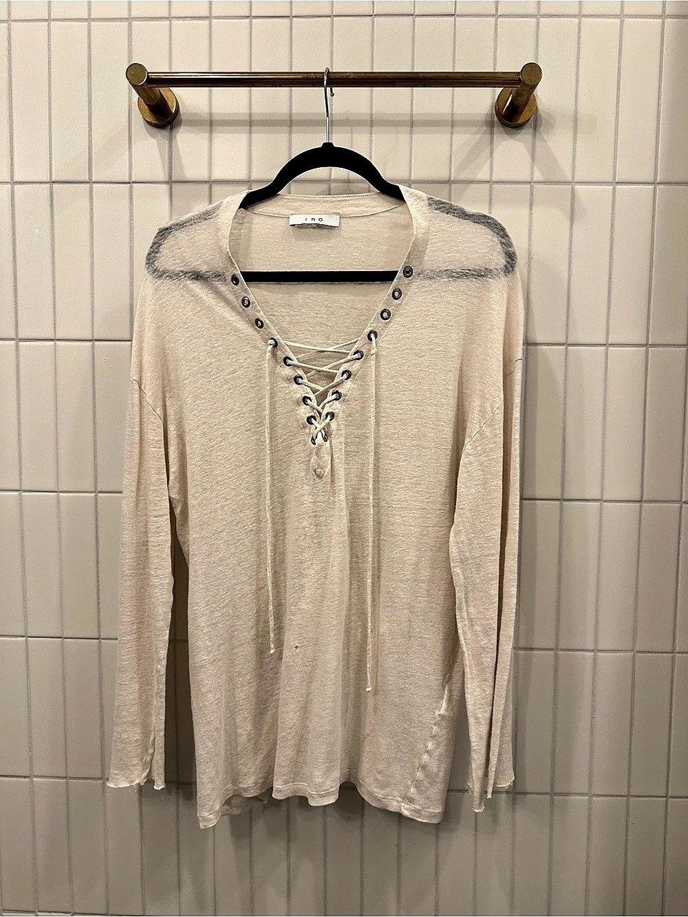 IRO Alety Top Linen Lace-Up Tunic Cream Medium